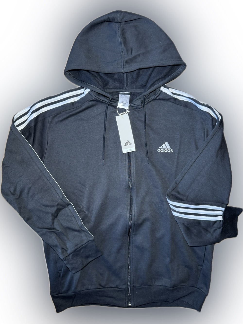 Adidas Black Zip-Up Hooded Sweatshirt L
